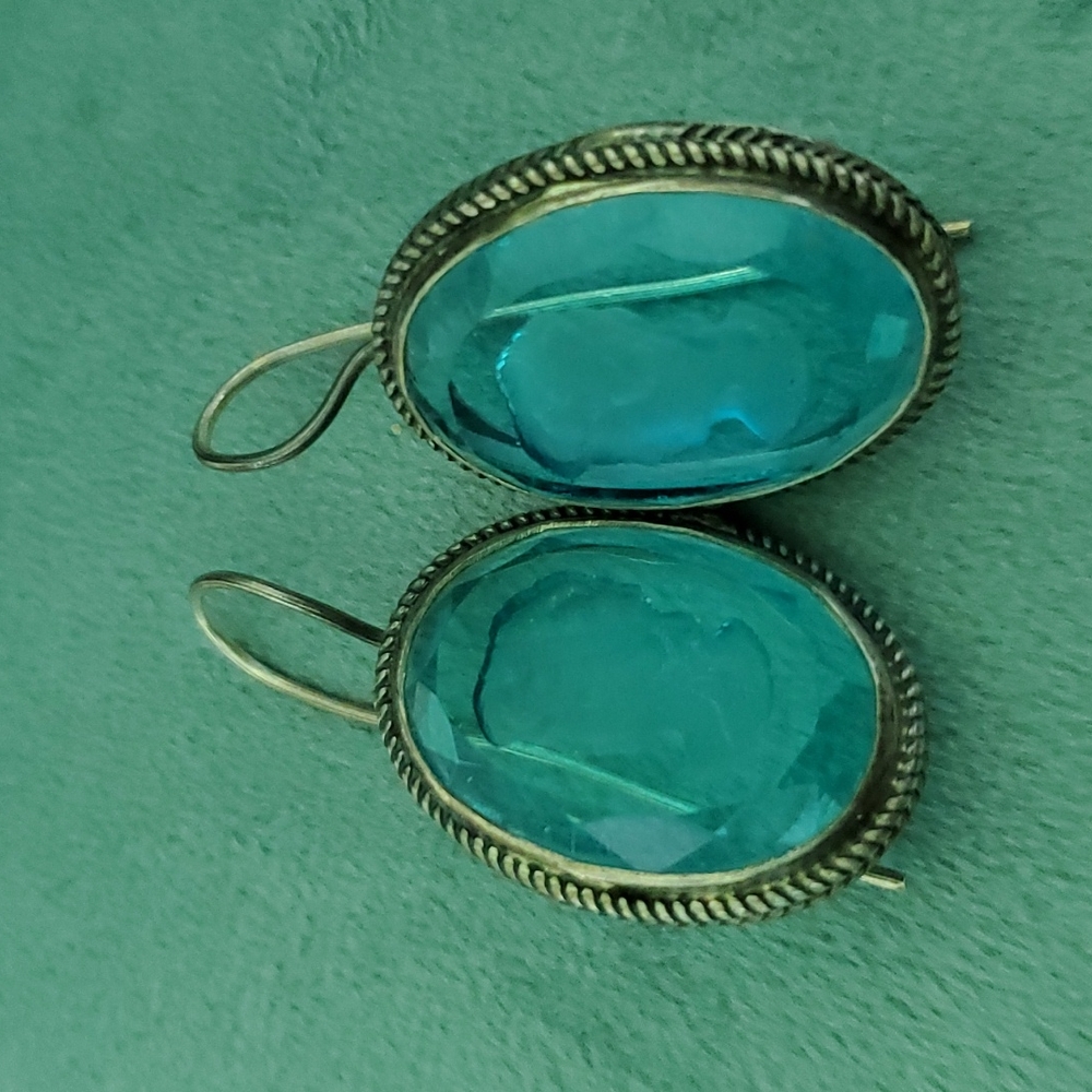 Sterling Intaglio Glass Earrings from Paris